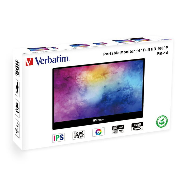 Verbatim Monitor Portátil PM-14 14 pulg Full HD IPS Negro Verbatim Monitor Portátil PM-14 14 pulg Full HD IPS Negro